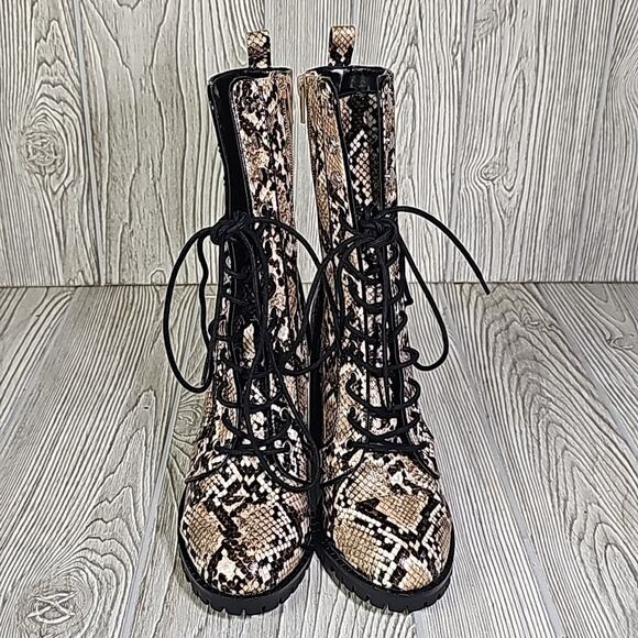 DV Dolce Vita Ayleen Snakeskin Print Mid Calf Combat Boots Womens Size 5 NEW - Picture 4 of 16